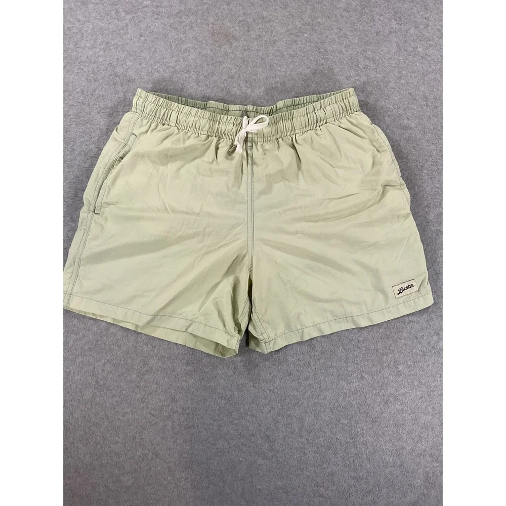 Bather Trunk Co Mens Recycled Swim Shorts Sage Green Size M Mesh Lined 2652